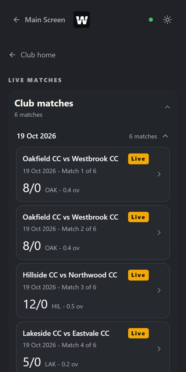 Followers open the club code and see every match being played now.
